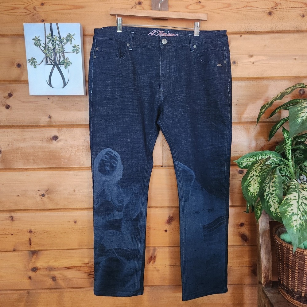 A. Tiziano Straight Dark Wash Laser Engraved Denim Jeans Streetwear Urban Sz 38